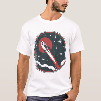 Retro raketfartyg rymdresa vintage vit t shirt
