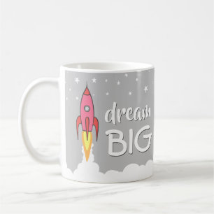Retro raketfrakt för dröm- stort inspirera kaffemugg