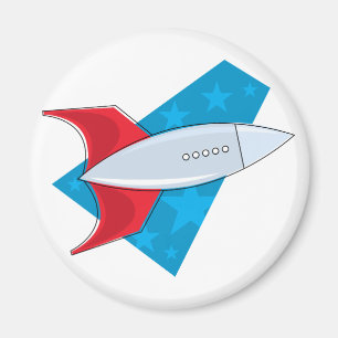 Retro raketfrakt magnet
