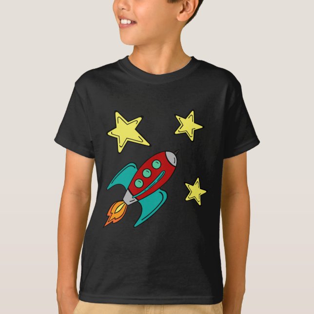 retro raketfraktt-skjorta tee shirt (Framsida)