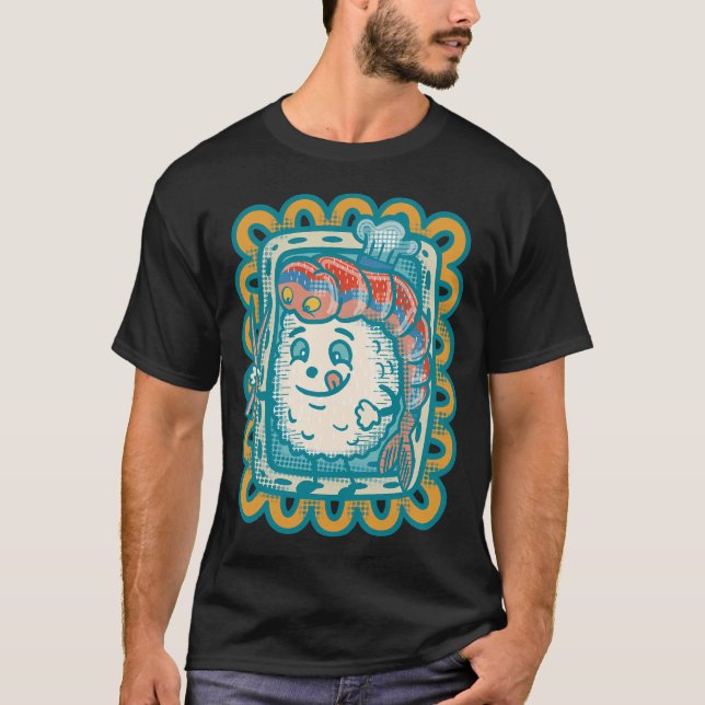 Retro räkor sushi kock t shirt (Framsida)