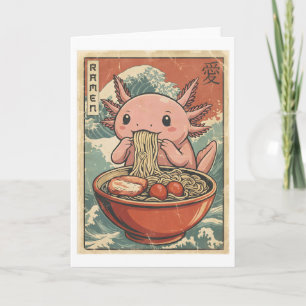 Retro Ramen Axolotl Japansk Matkonst Kawaii Kort