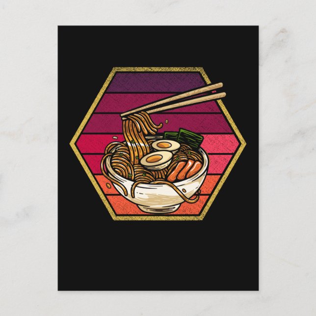 Retro Ramen Bowl Anime Japanese Noodles Bowl Otaku Vykort (Framsida)