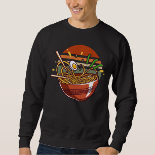 Retro Ramen Bowl med japanska noodlar av Chopstick Lång Ärmad Tröja