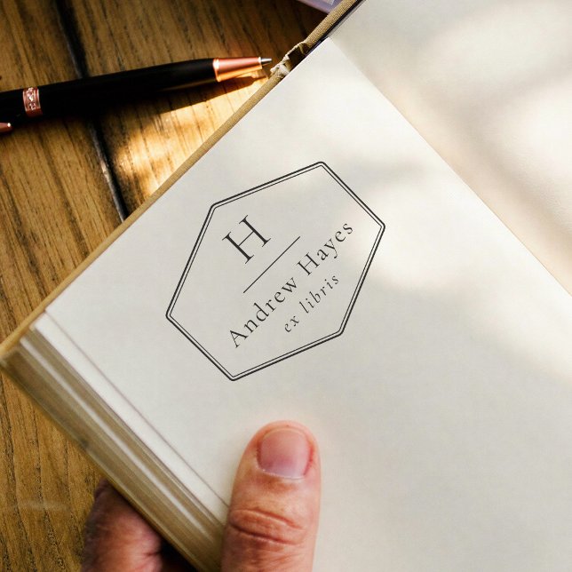 Retro rammodern monogram Ex Libris-bok Stämpel (Skapare uppladdad)