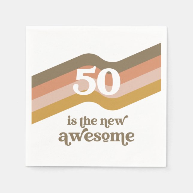 Retro Rand 50:e Födelsedagsfesten Napkins Pappersservett (Framsidan)