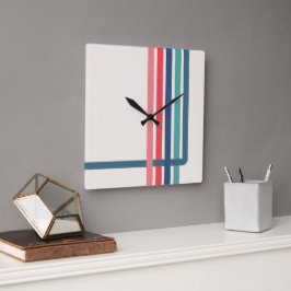 Retro Rand Abstrakt design Fyrkantig Klocka