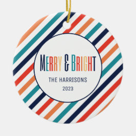 Retro Rand Abstrakt Färgfull Linjer jul Julgransprydnad Keramik