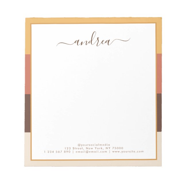 Retro Rand & Anpassningsbar Business Namn Geometri Anteckningsblock (Framsida)