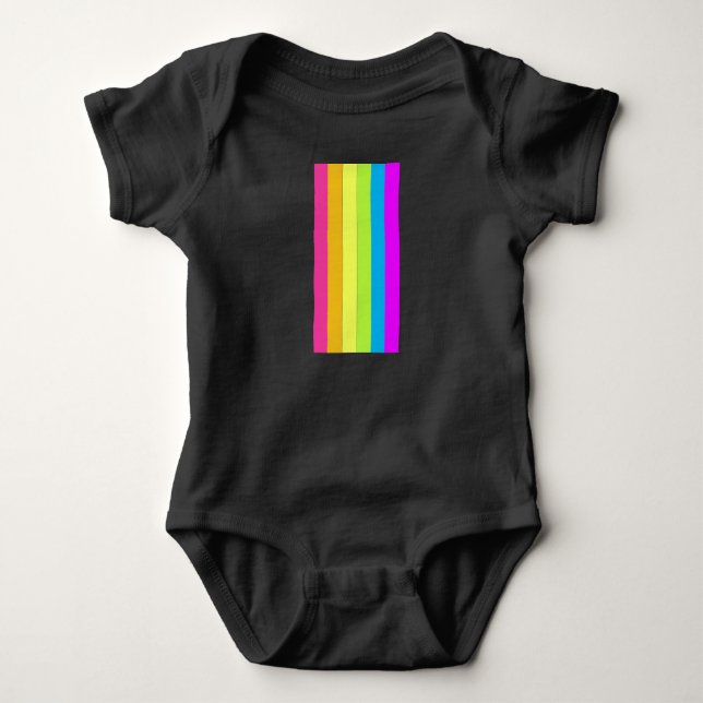 Retro Rand Baby Bodydress (Black & Neon Multi) T Shirt (Framsida)
