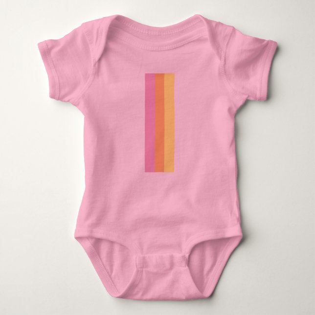 Retro Rand Baby Bodydress (Orange Multi) T Shirt (Framsida)