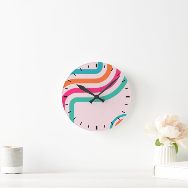 Retro Rand Decor på 70-talet Rund Klocka (Hem)