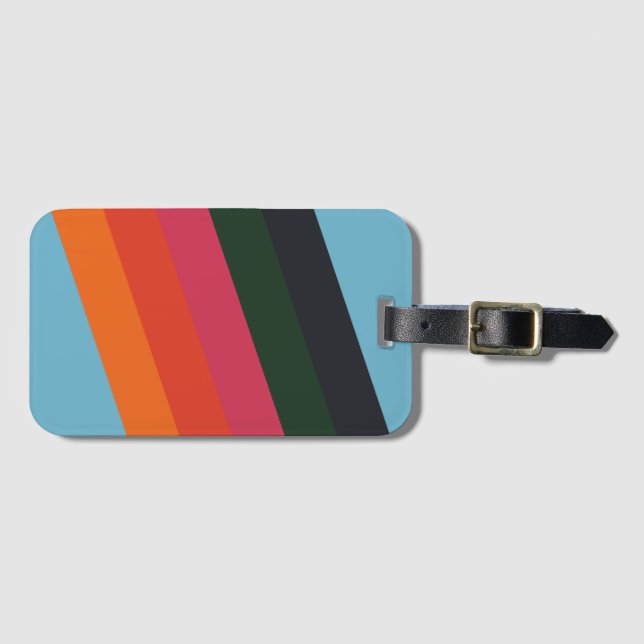 Retro Rand färgfull 70s 80s-design med stripe Bagagebricka (Framsida horisontal)