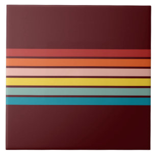 Retro Rand färgfull 70s 80s-design med stripe Kakelplatta