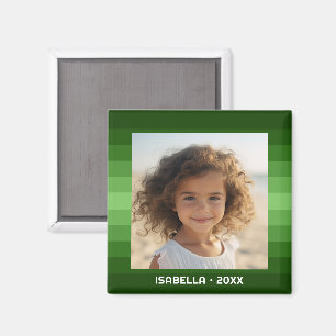 Retro Rand - Jul Grönt - Enkelt foto Magnet