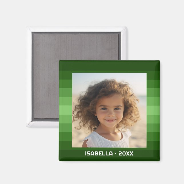 Retro Rand - Jul Grönt - Enkelt foto Magnet (Front/Back)