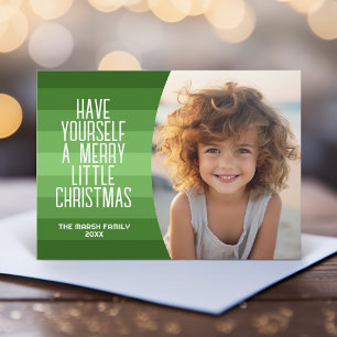 Retro Rand med kurvfoto - julfotens Grönt Julkort