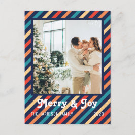 Retro Rand Merry & Joy Family Photo Vykort