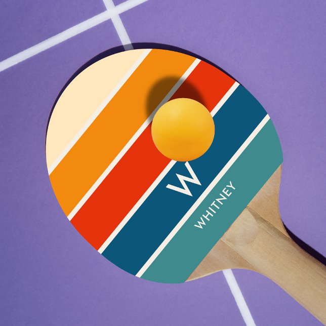 Retro Rand Monogram Personligt Pingisracket (Skapare uppladdad)