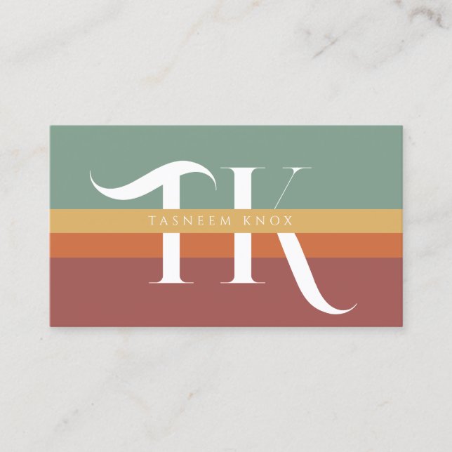 Retro Rand Monogram Visitkort (Framsida)