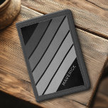 Retro Rand Mönster Black Grått vintage-vibe<br><div class="desc">Lägg till ditt namn till den här maskulin designen med fet rand. En reflexdesign med 70-sekundersinspirerat teckensnitt och ett minimum av mönster. Hela färg kan ändras. Skapa eget och byt färg till din favoritkombination.</div>