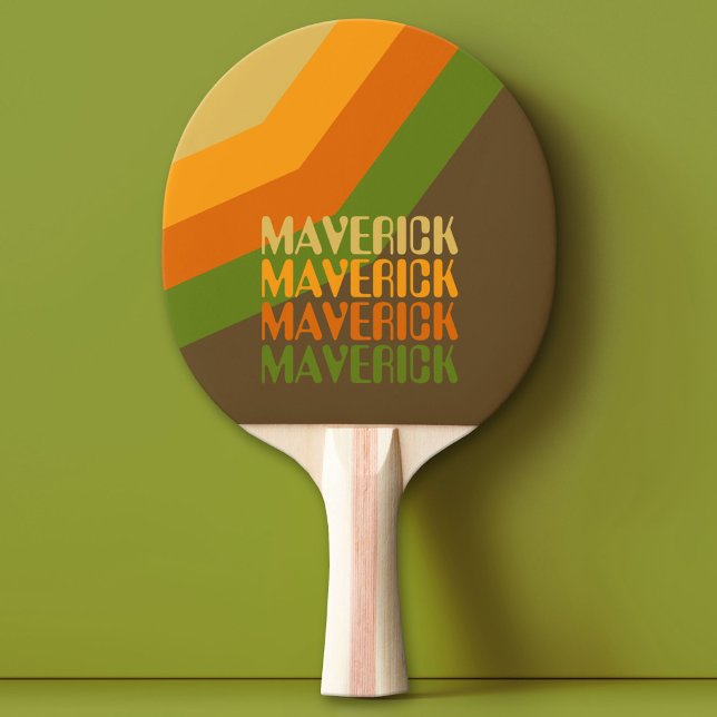 Retro Rand Mönster Earthy Färg Upprepande Namn Pingisracket (Custom Ping Pong Paddle)
