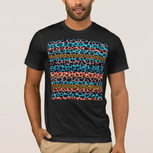 Retro rand mönster leopard päls struktur t shirt