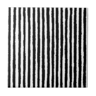 Retro Rand Mönster Lodrät Black and White BW Kakelplatta