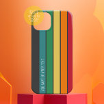 Retro rand mönster regnbåge färg monogram<br><div class="desc">En reflexbåge med 70-tal inspirerade färg och ett minimalt mönster. Grönten,  blått,  gult,  orange och rött färg kan ändras. Det stora lodrät som kör rand gör det till ett fet men minimalt sätt att leta efter ditt skydd.</div>