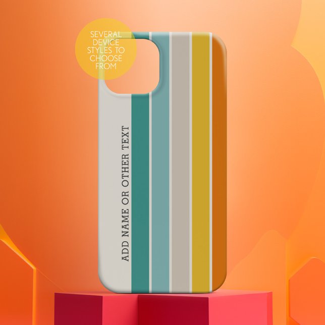 Retro rand orange guld med sidotext namn (Personalized Phone Case with Custom Text)