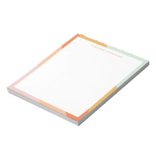 Retro Rand Orange Mint Pastel Personlig Namn Anteckningsblock