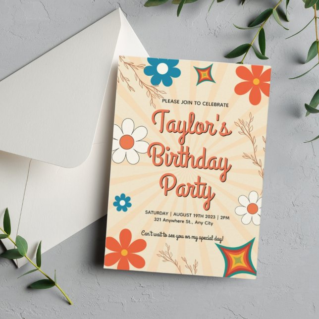 Retro Rand Picnic Birthday Inbjudningar (Skapare uppladdad)