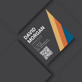 Retro Rand QR-kod Fyrkantigt Visitkort