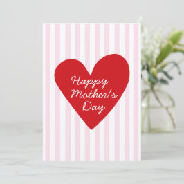Retro Rand Rosa & Red Heart Mors dag Card