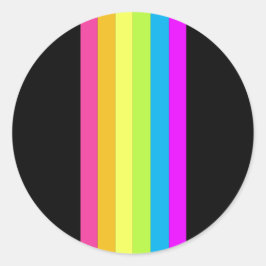 Retro Rand Round Stickers (Black & Neon Multi) Runt Klistermärke