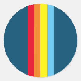 Retro Rand Round Stickers (marinblått multipelt) Runt Klistermärke