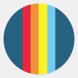 Retro Rand Round Stickers (marinblått multipelt) Runt Klistermärke