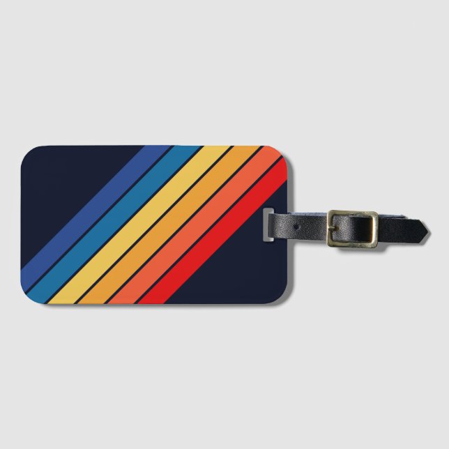 Retro Rand Snyggt Linjer Stripe 70s 80s-design Bagagebricka (Framsida horisontal)