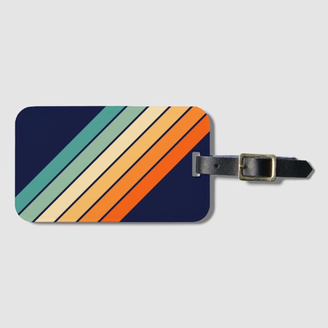 Retro Rand Snyggt Linjer Stripe 70s 80s-design Bagagebricka (Framsida horisontal)