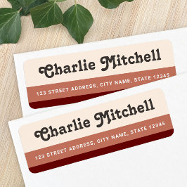 Retro rand teracotta tan brun returadress returadress etikett