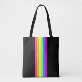 Retro Rand Tote Bag (Black & Neon Multi) Tygkasse