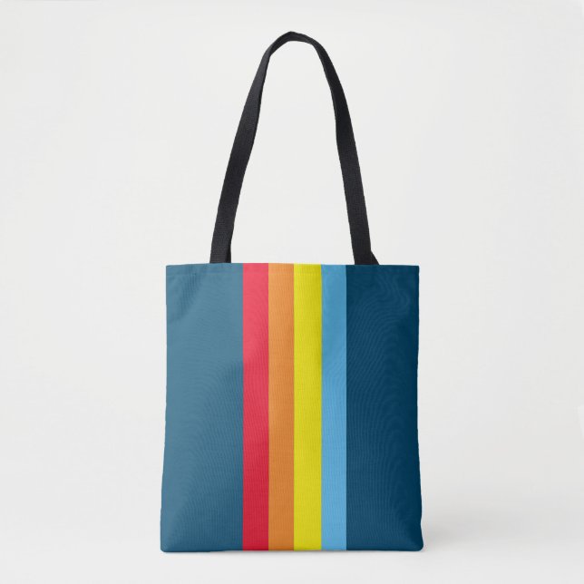 Retro Rand Tote Bag (marinblå multipelfärg) Tygkasse (Framsida)