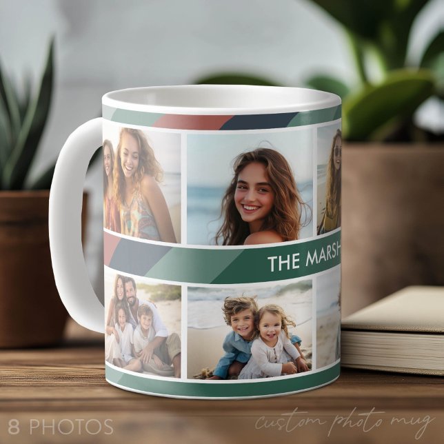 Retro-ränder - 8 fotokollage kaffemugg (Photo Mug with Lots of Photos)