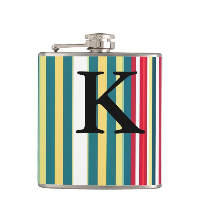 Retro ränder färgglada lägg till monogram initial  fickplunta (Framsidan)