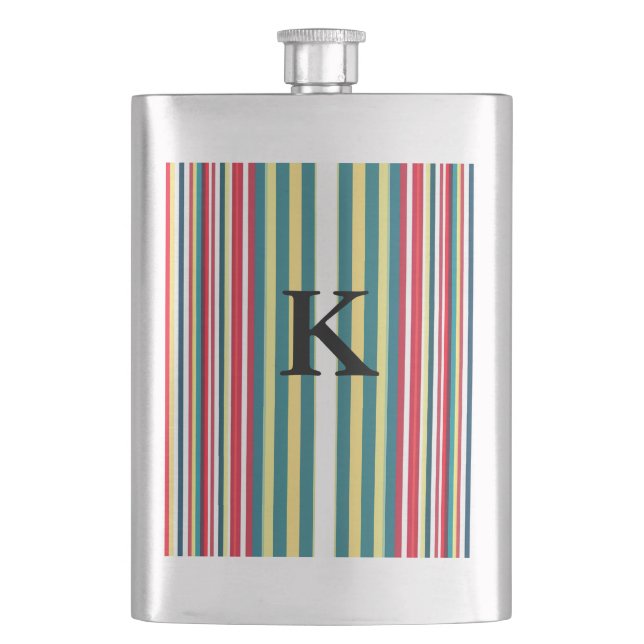 Retro ränder färgglada lägg till monogram initial  fickplunta (Framsidan)