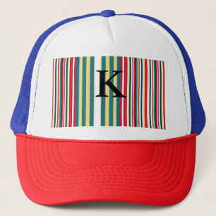 Retro ränder färgglada lägg till monogram initial keps