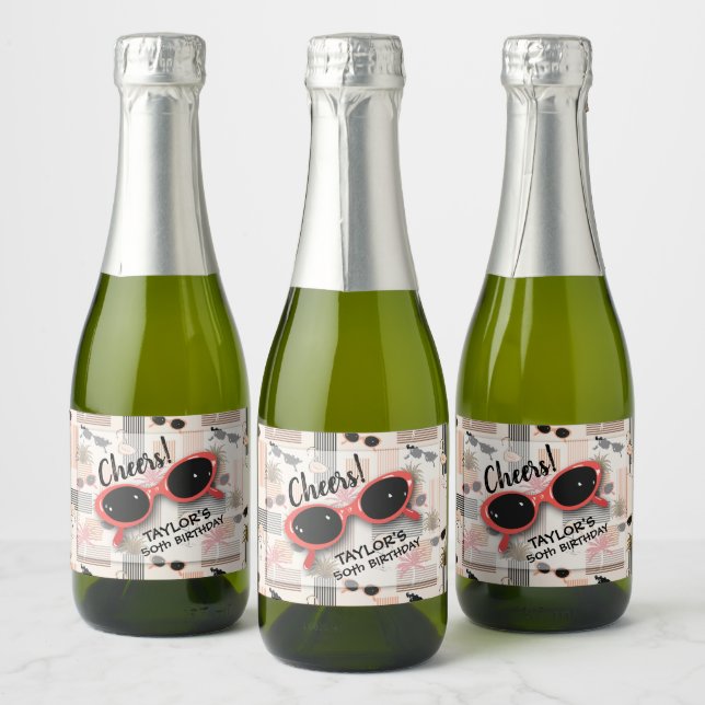 Retro ränder flamingos palmer solglasögon Mini (Flaskor)