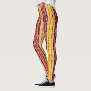 Retro ränder och hjärtan multi färg leggings