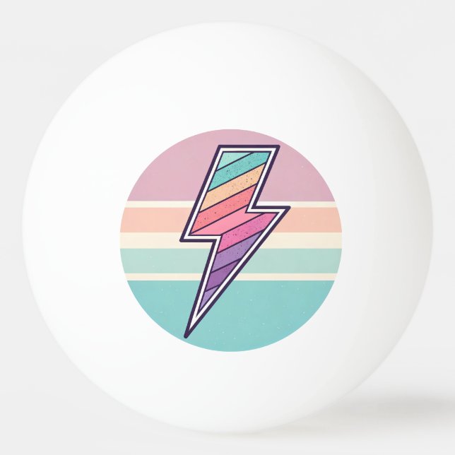 Retro Randig Blixt Pingisboll (Framsidan)