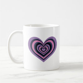 Retro Randig Hjärtmugg - Lila på Vit Kaffemugg